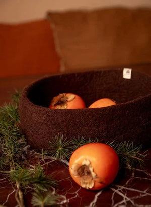 Muskhane - Felt Storage Basket | Mahogany