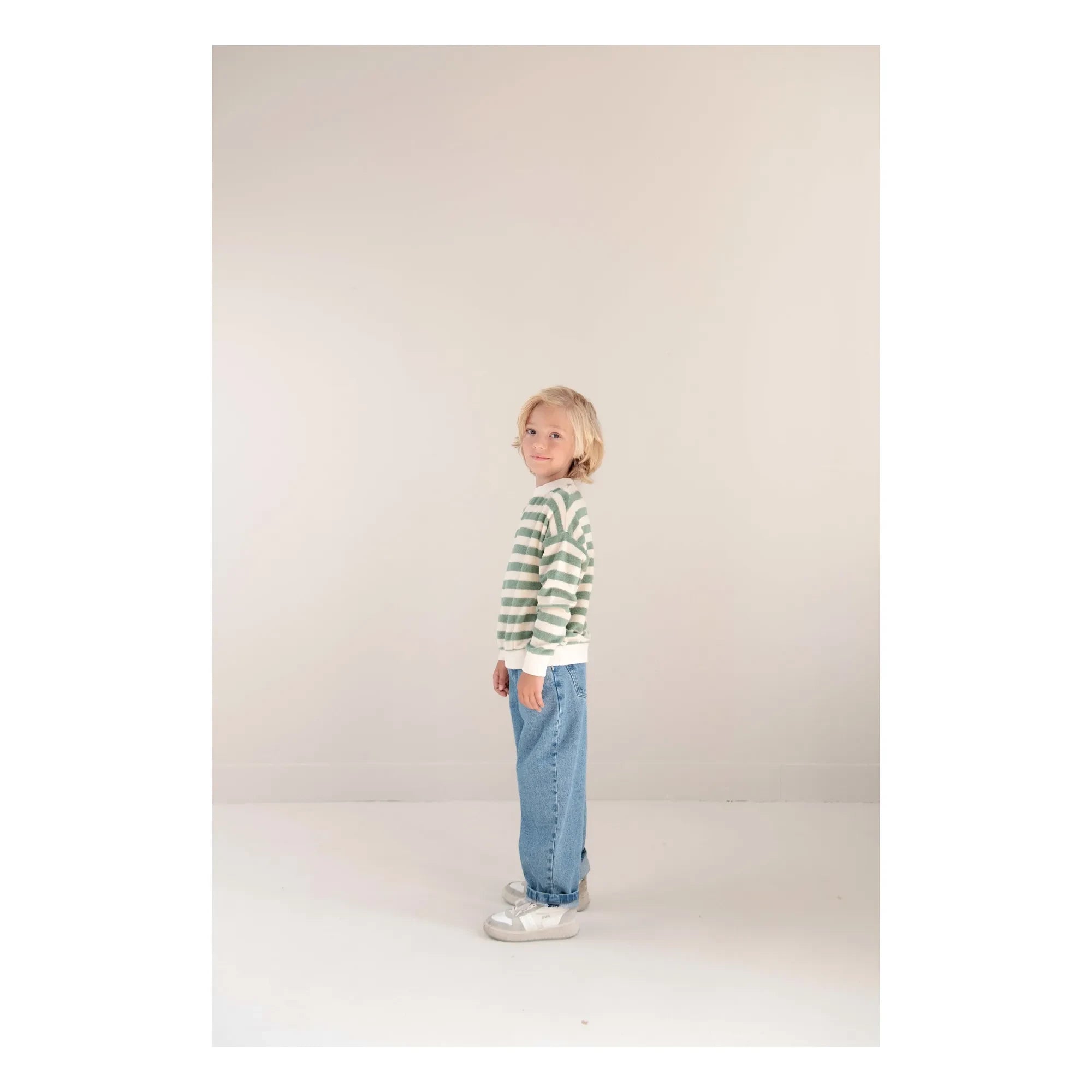 Jenest - Khaki Striped Organic Cotton Sweatshirt | Khaki