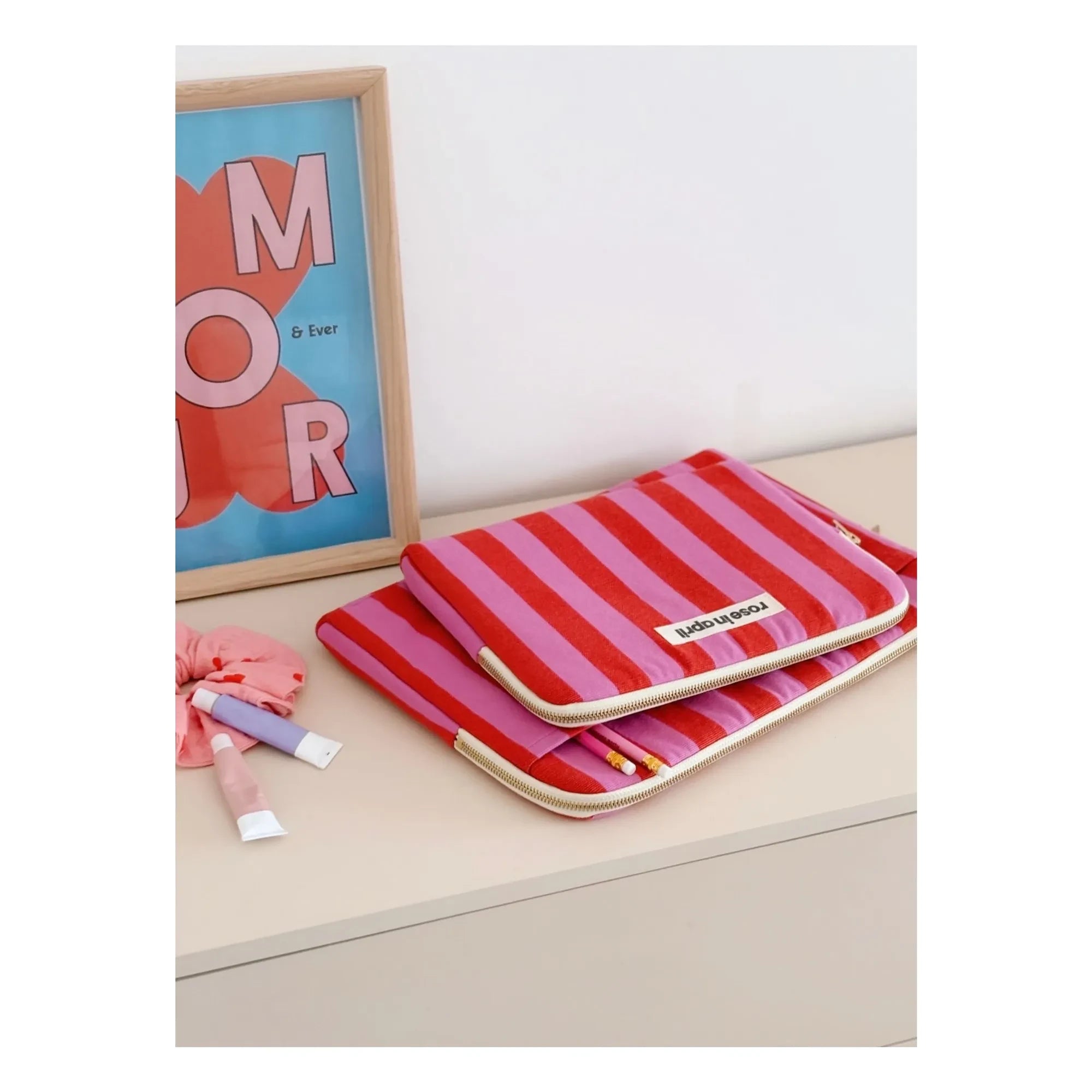 Rose in April - Octave Laptop Case, Striped | Pink