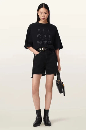 AllSaints women's cotton oversized STACKS T-shirt