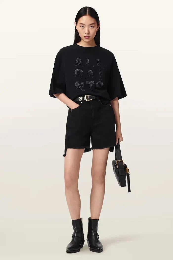 AllSaints women's cotton oversized STACKS T-shirt