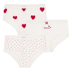 Petit Bateau - 3-Pack Heart High-Waisted Briefs | White