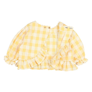 Búho - 3/4 Sleeve Checkered Seersucker Blouse | Yellow