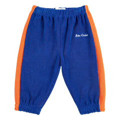 Bobo Choses - Organic Cotton Towel Fabric Contrast Striped Jogger | Royal Blue