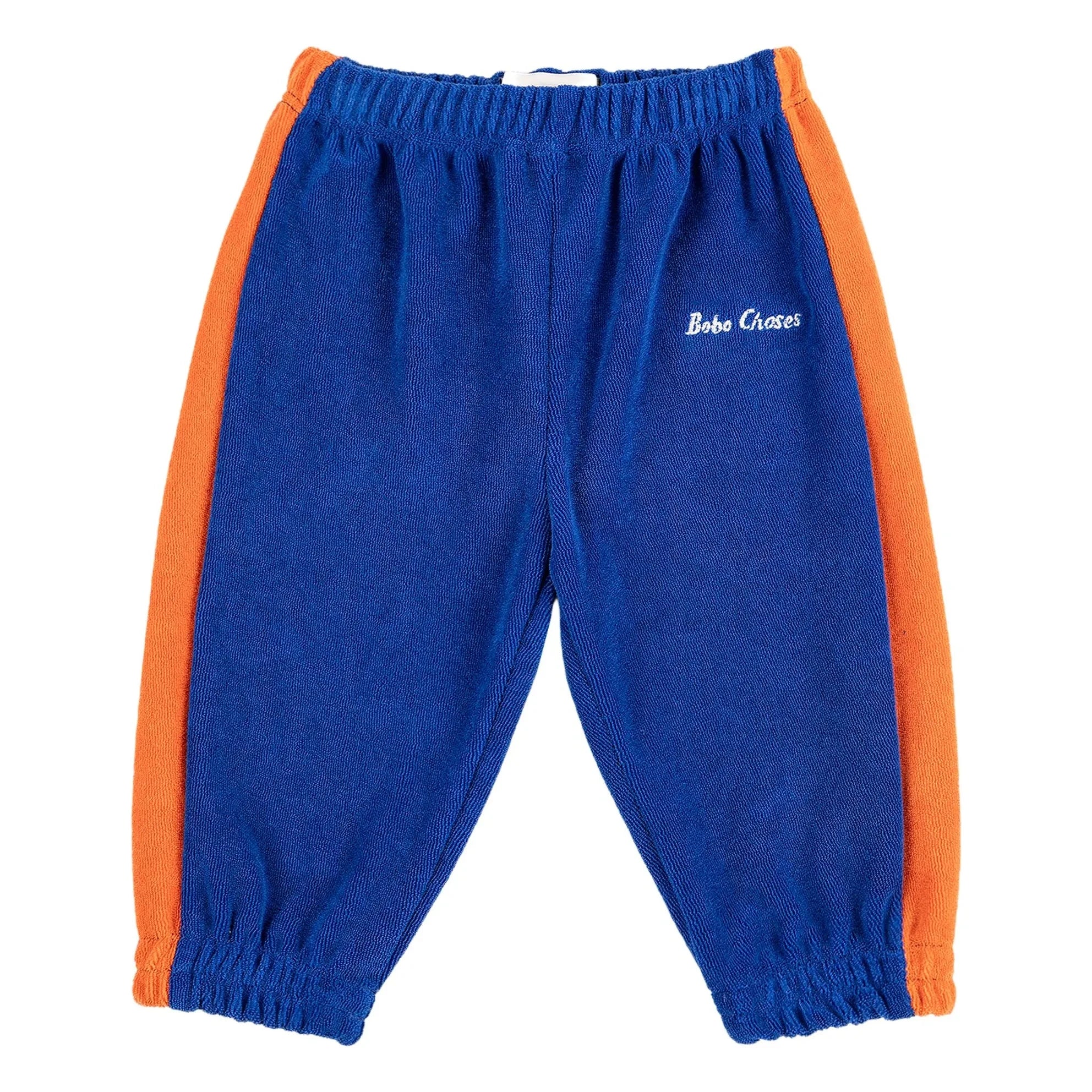 Bobo Choses - Organic Cotton Towel Fabric Contrast Striped Jogger | Royal Blue