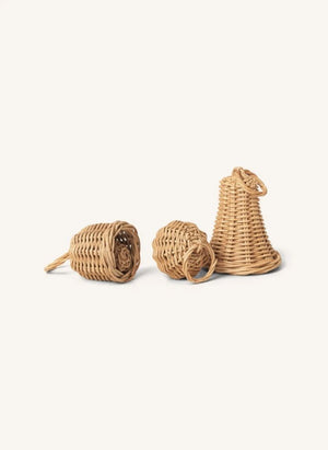 Ferm Living - Woven rattan Christmas ornaments Bells - Set of 3