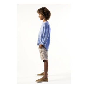 Sunchild - Striped Negril Tunisian collared blouse | Blue