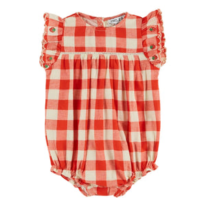 Emile et Ida - Vichy Organic Cotton Romper | Red