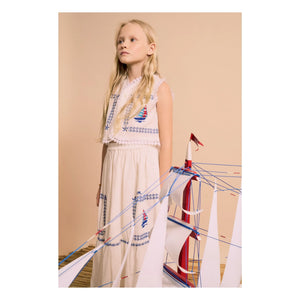 Maison Mangostan - Embroidered Voile Vest | White