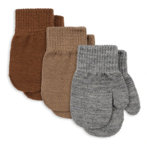 Konges Sløjd - 3 Pairs of Filla Wool Gloves | Brown
