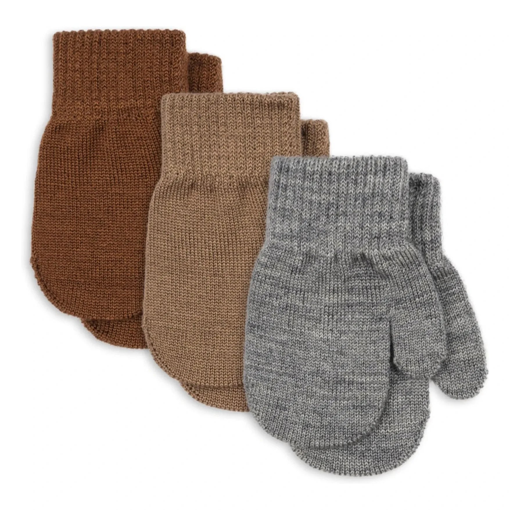 Konges Sløjd - 3 Pairs of Filla Wool Gloves | Brown