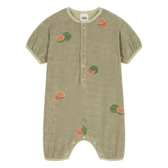 Studio Bohème - Bebecito Watermelon Organic Cotton Towel Romper | Khaki