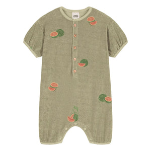 Studio Bohème - Bebecito Watermelon Organic Cotton Towel Romper | Khaki