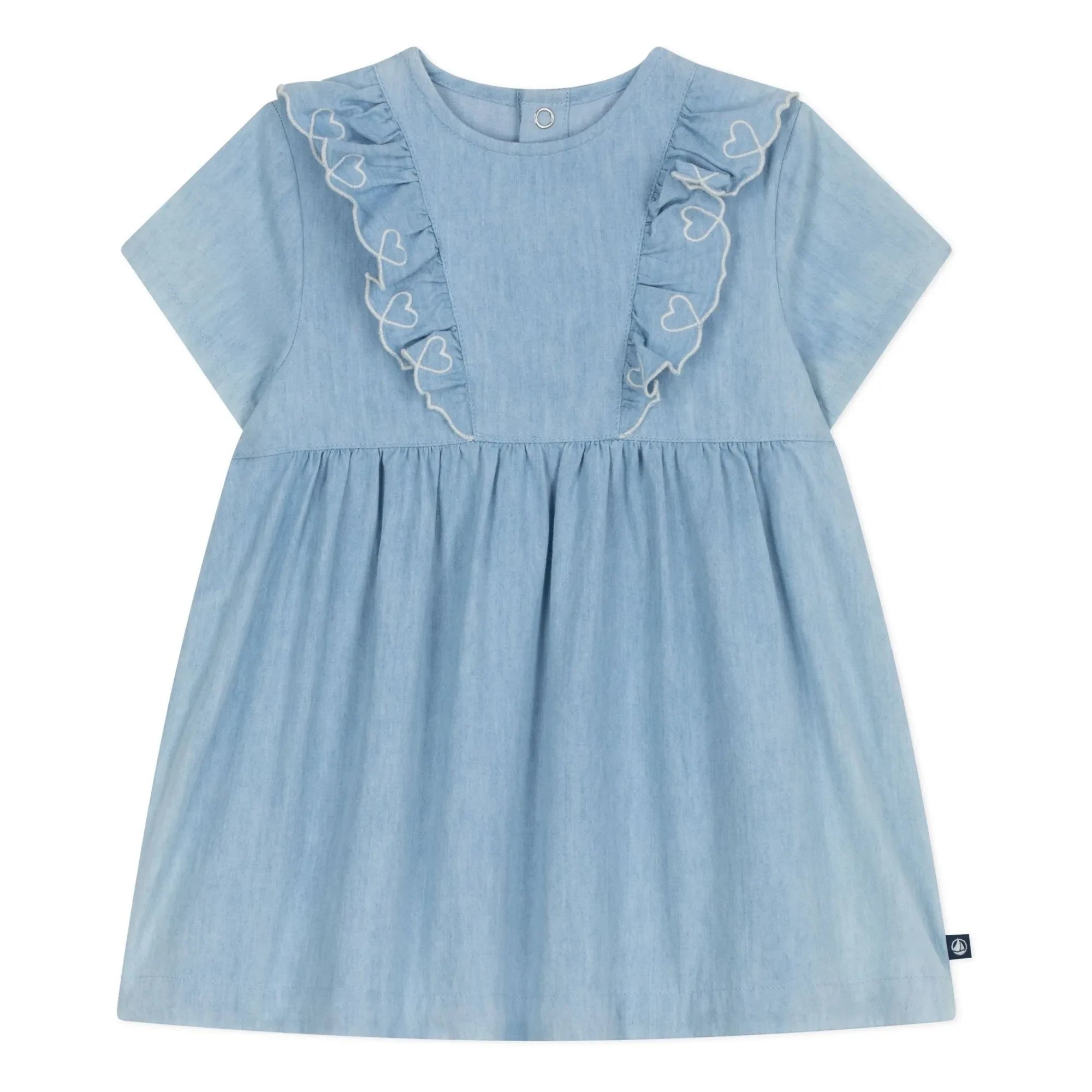 Petit Bateau - Embroidered Chambray Dress | Light Blue