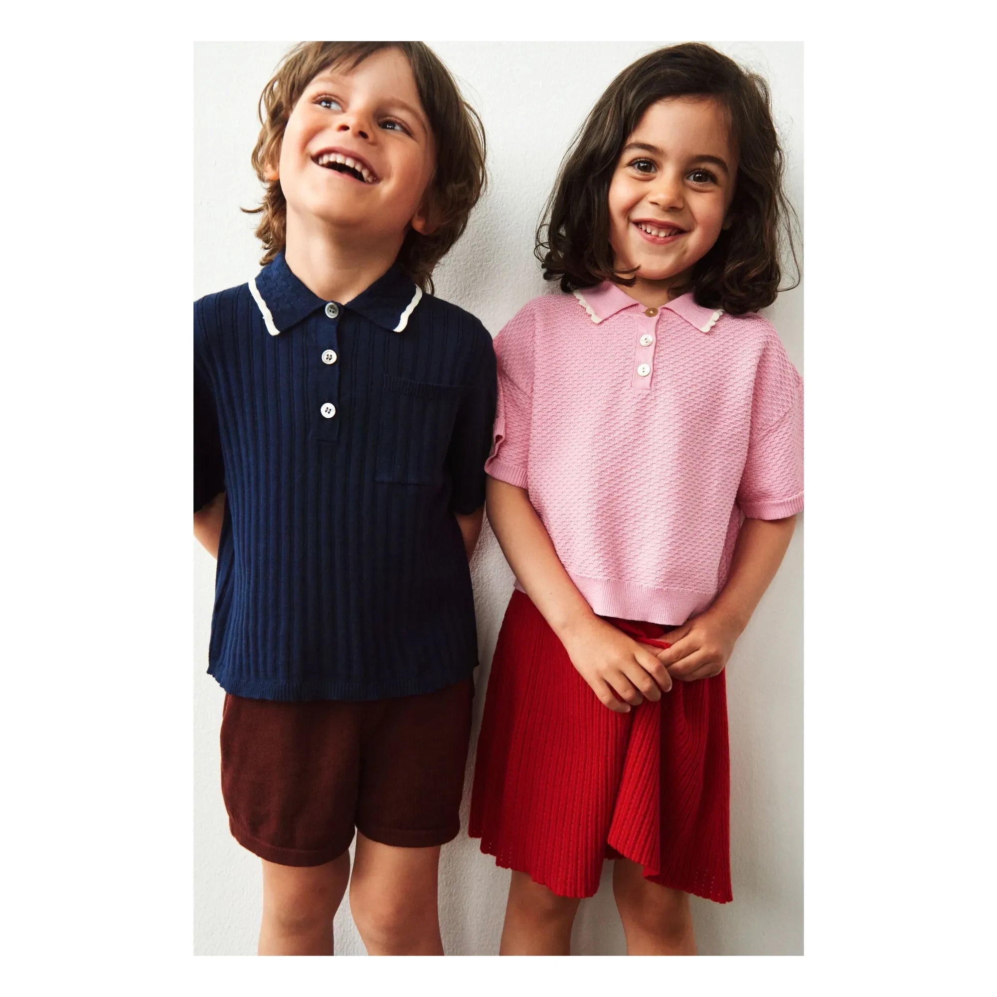 FUB - Organic Cotton Fine Knit Ribbed Polo T-Shirt | Navy Blue