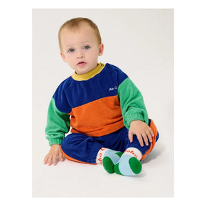 Bobo Choses - Organic Cotton Towel Fabric Contrast Striped Jogger | Royal Blue
