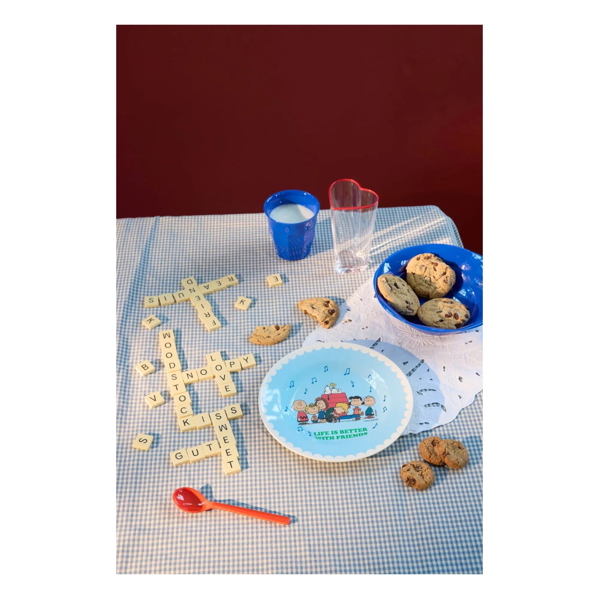 Rice - Life Is Better Together melamine plate - Rice x Snoopy | Blue