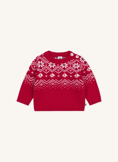 Petit Bateau - Bebek Yün Jakarlı Kazak | Kırmızı