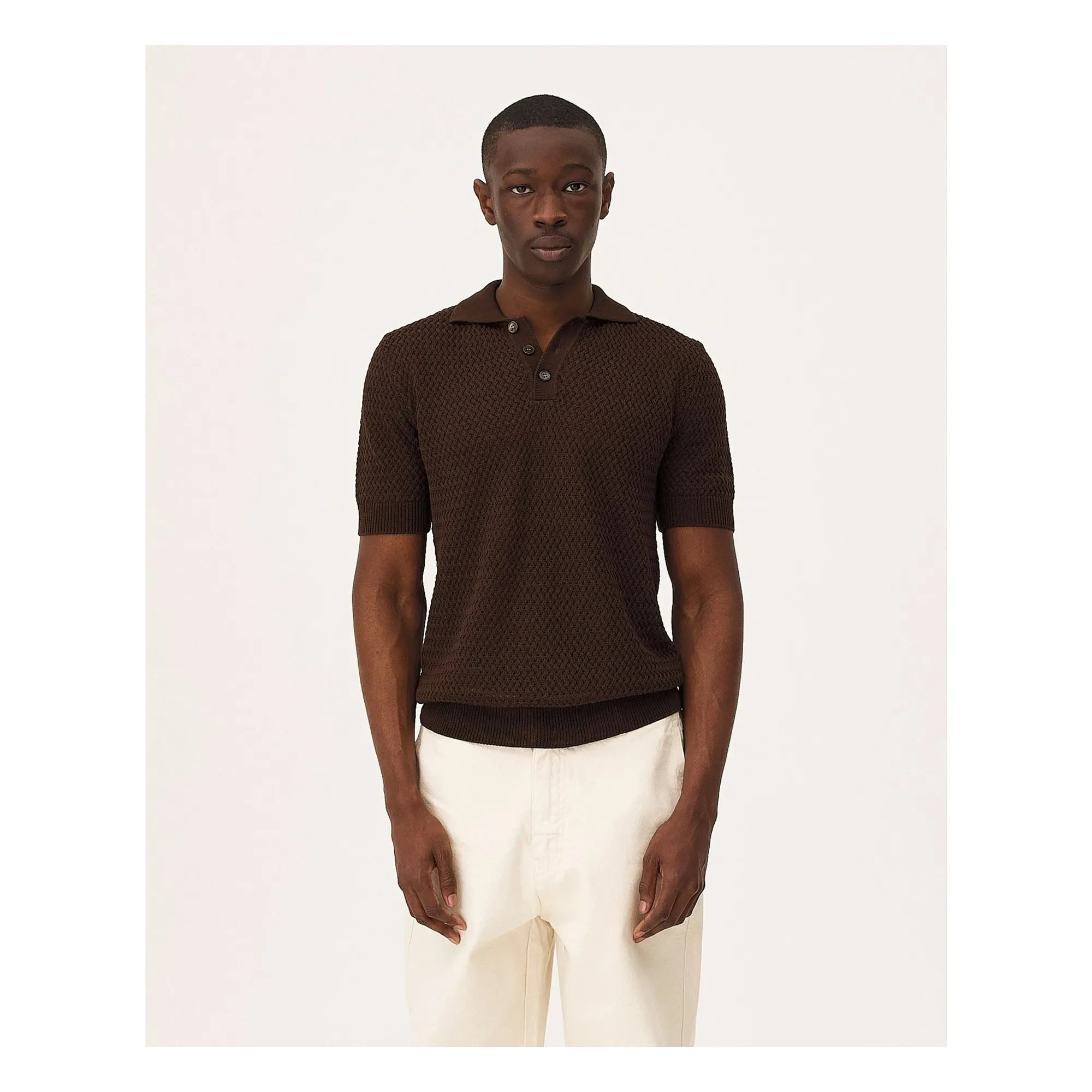 Noyoco - Haring Organic Cotton Polo T-Shirt | Dark Brown