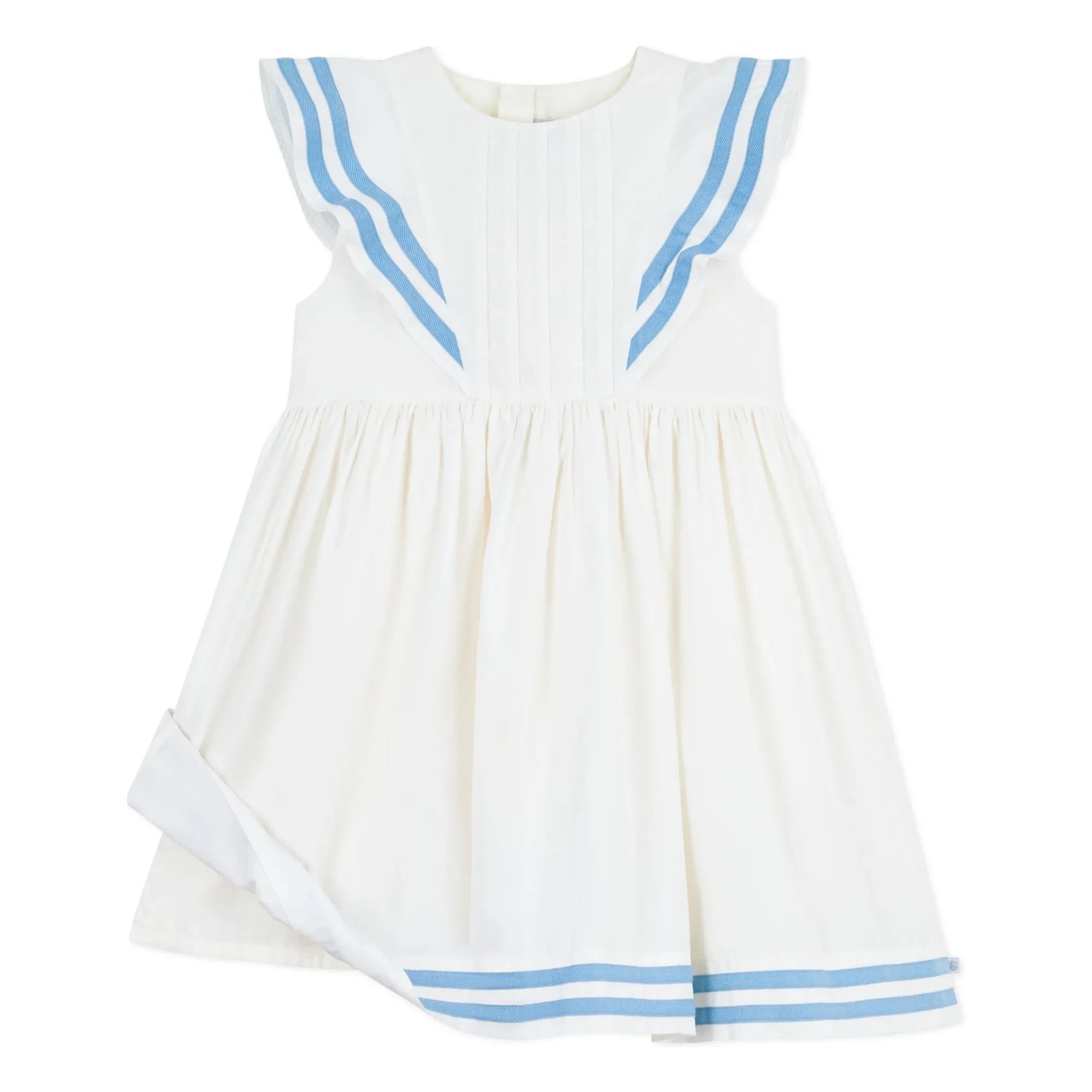 Petit Bateau - Organic Cotton Poplin Ruffled Dress | White