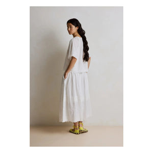 Hod - Karla Embroidered Cotton Skirt | White