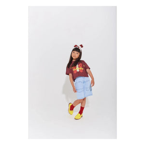 Wynken - Crop Butterfly Organic Cotton T-Shirt | Burgundy