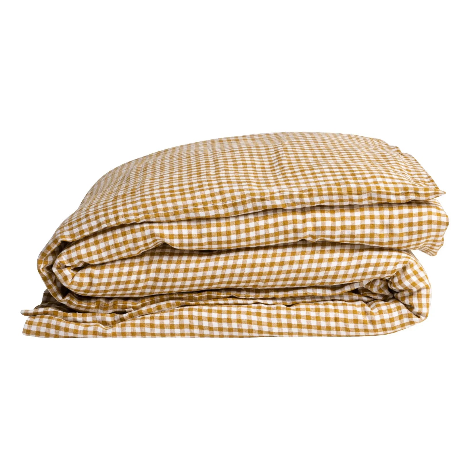 Gabrielle Paris - Gingham Washed Linen Duvet Cover | Yellow Curry