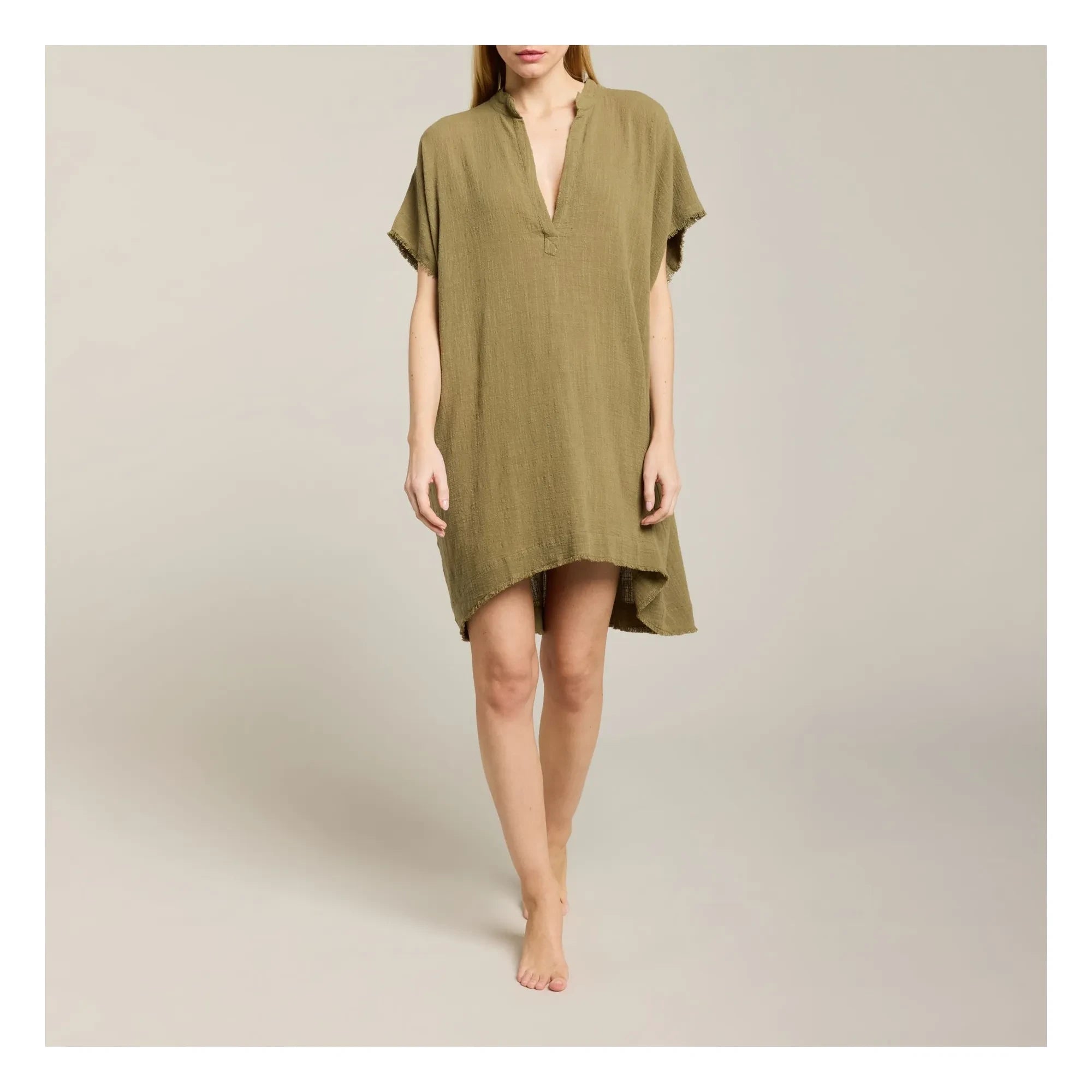 Maison Saint Julien - Propriano Tunic Cotton Gassed Fabric | Khaki