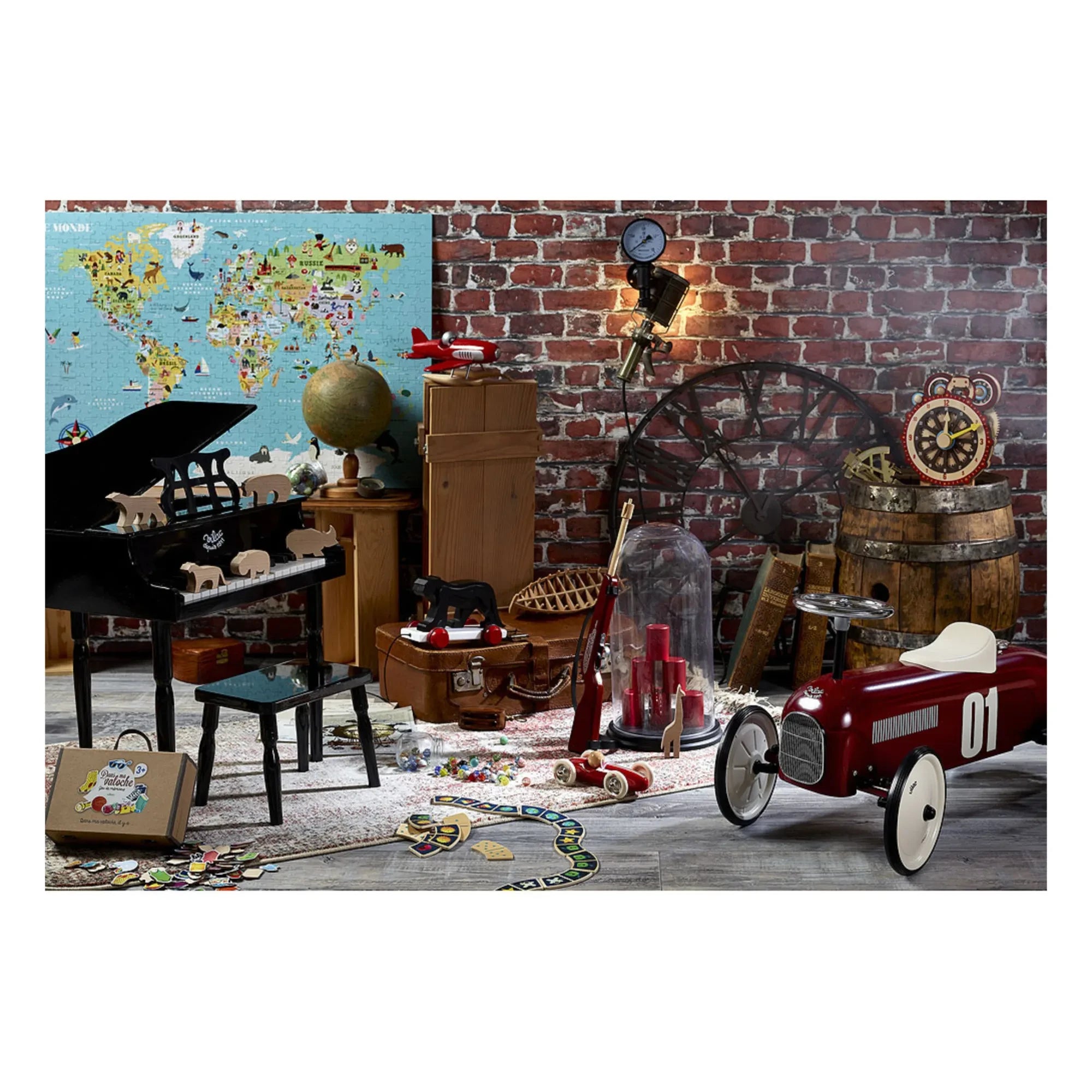 Vilac - Metal Car Toy with Attachments | Burgundy