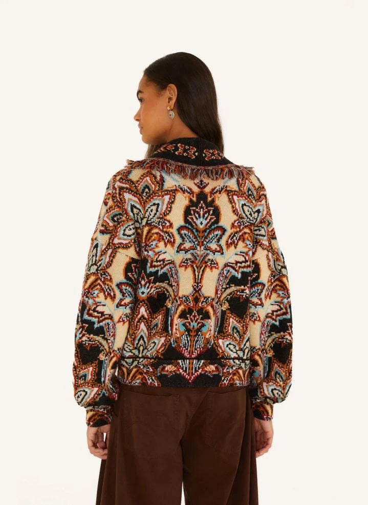 Farm Rio - Tapestry Dream Fringed Cardigan | Black