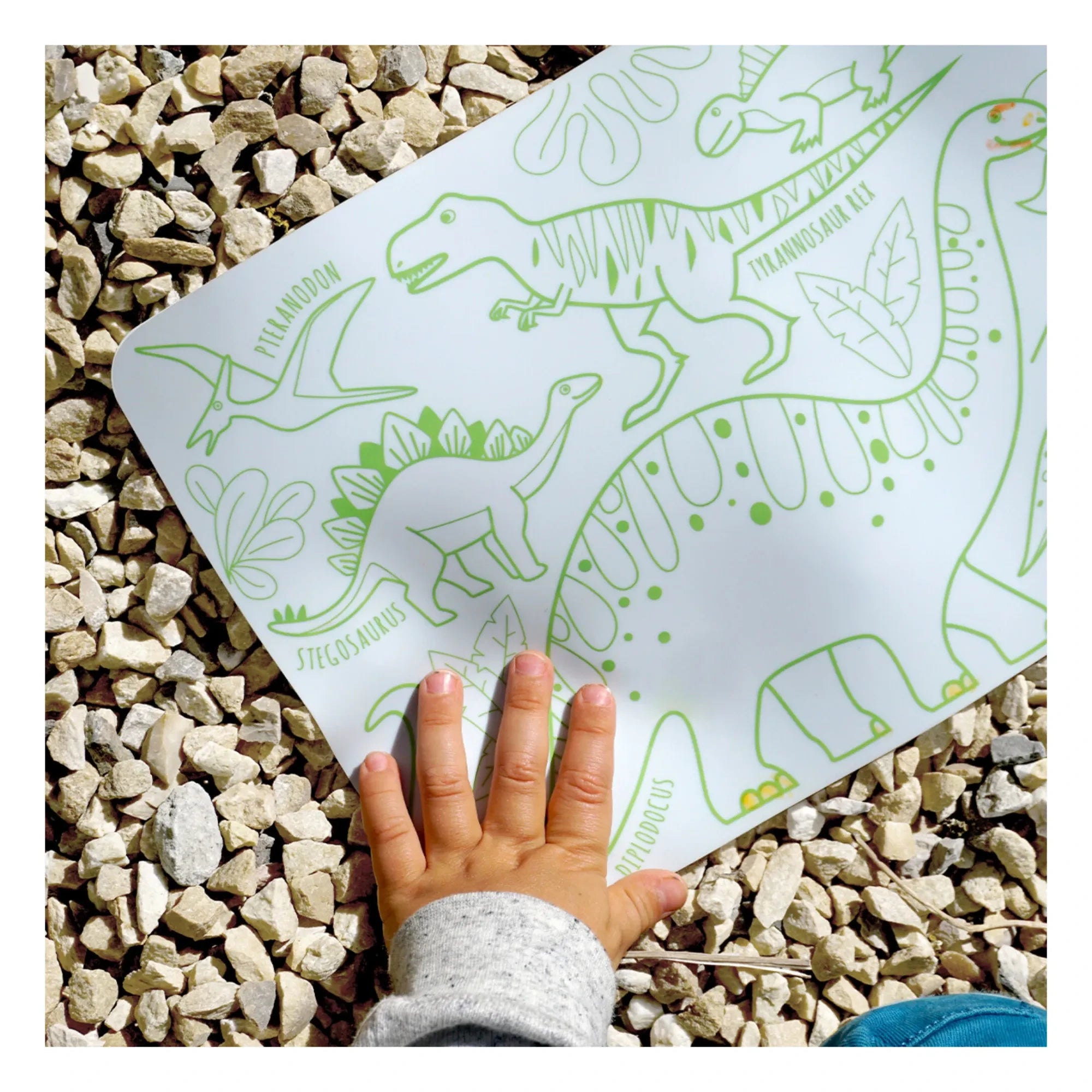 Superpetit - 4 Felt-tip Pen Double-sided Mini Coloring American Serviette - Dinosaur