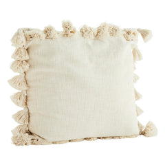 Madam Stoltz - Pompom Cushion Cover | White