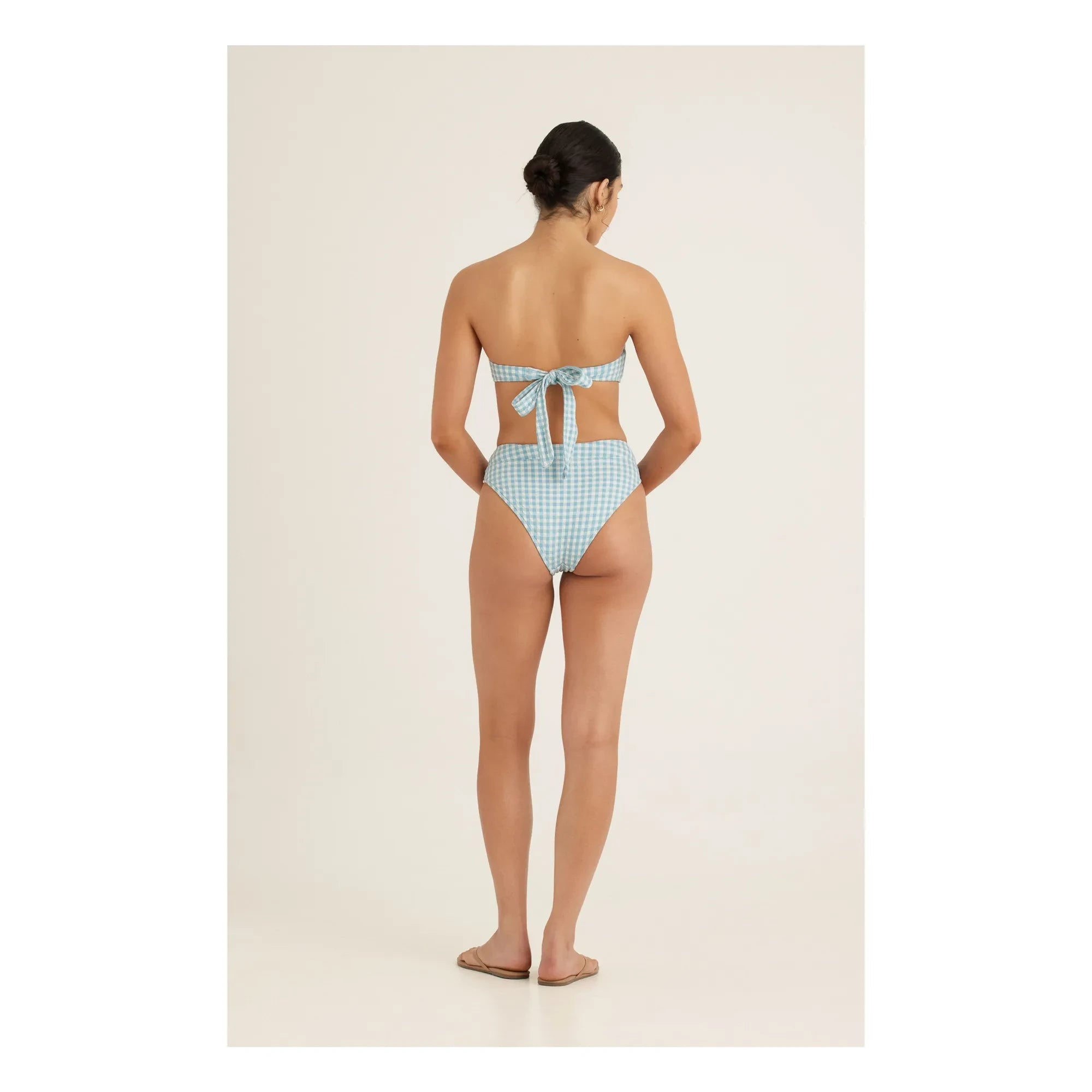 Peony - Vichy Bustier Swimsuit Top | Blue