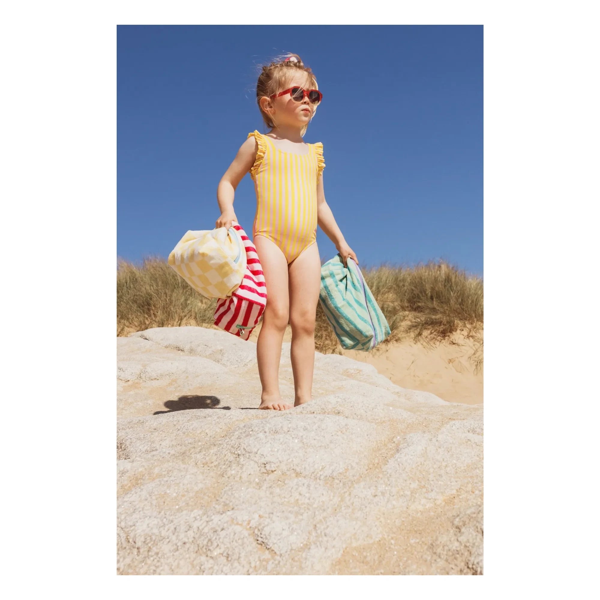 Jera Mini - Striped Ruffle Swimsuit | Yellow