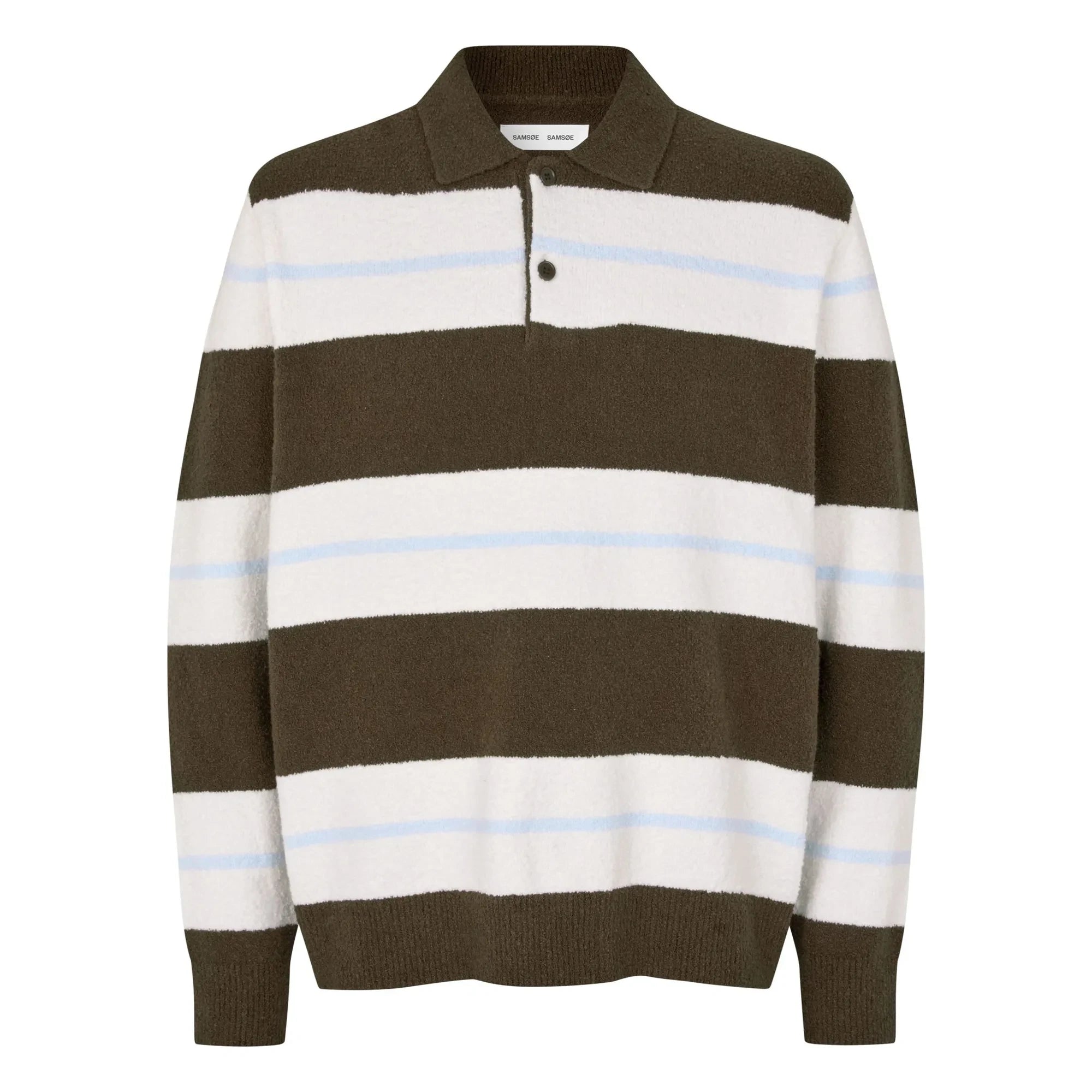 Samsoe Samsoe - Sanino Long Sleeve Striped Polo T-Shirt | Khaki