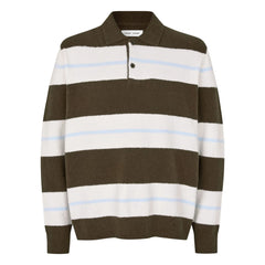 Samsoe Samsoe - Sanino Long Sleeve Striped Polo T-Shirt | Khaki