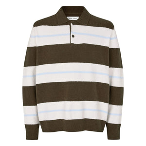 Samsoe Samsoe - Sanino Long Sleeve Striped Polo T-Shirt | Khaki