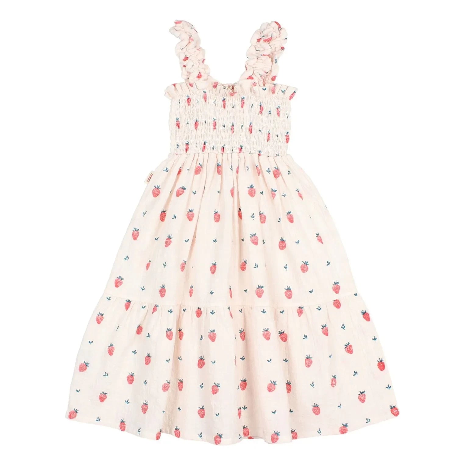 Búho - Strawberry Ruffled Organic Cotton Dress | Pale Pink