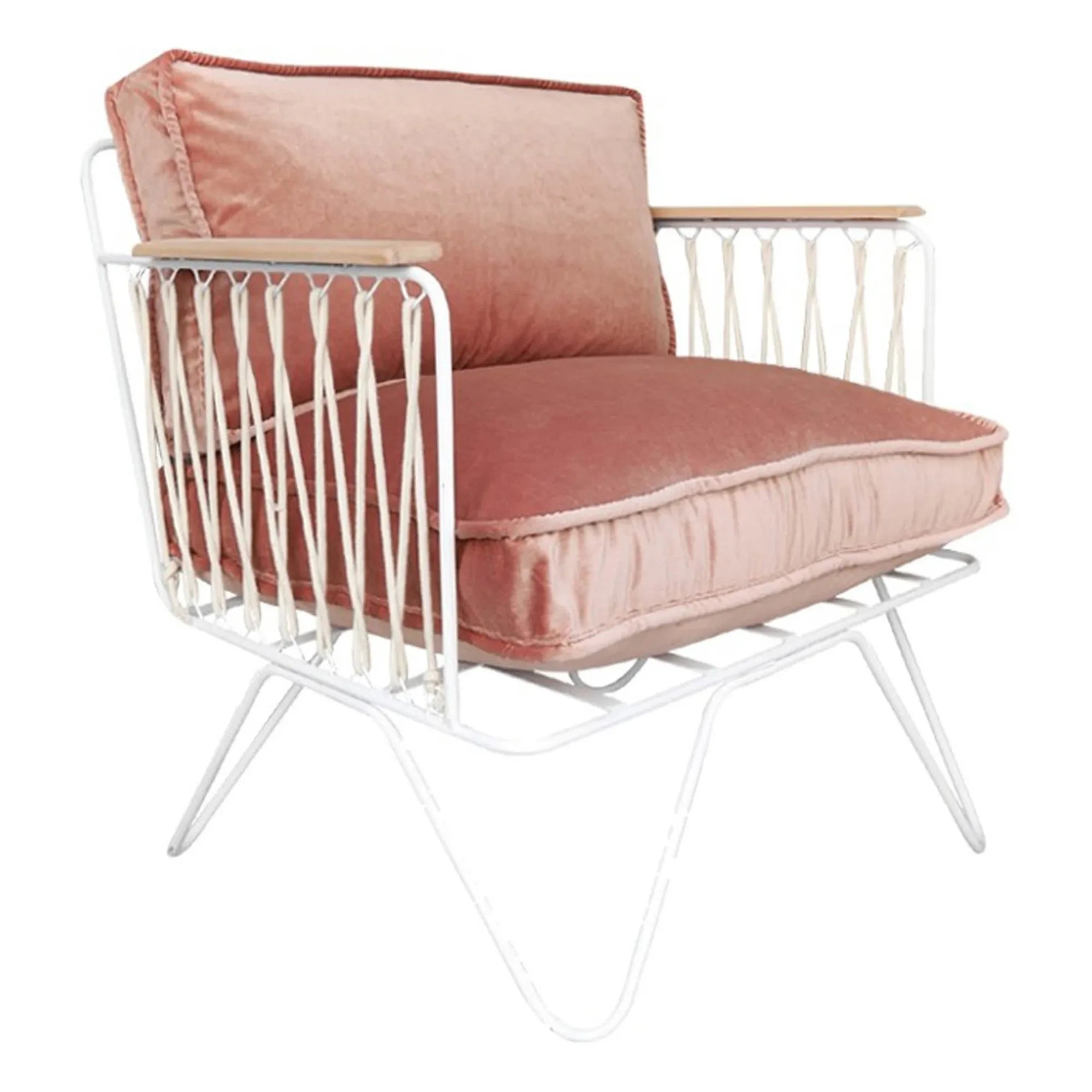 Honoré - White Croisette Armchair - Velvet - | Pink