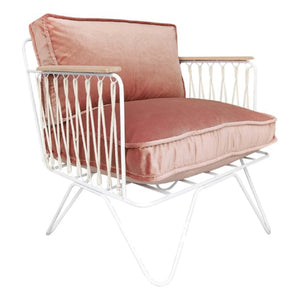 Honoré - White Croisette Armchair - Velvet - | Pink
