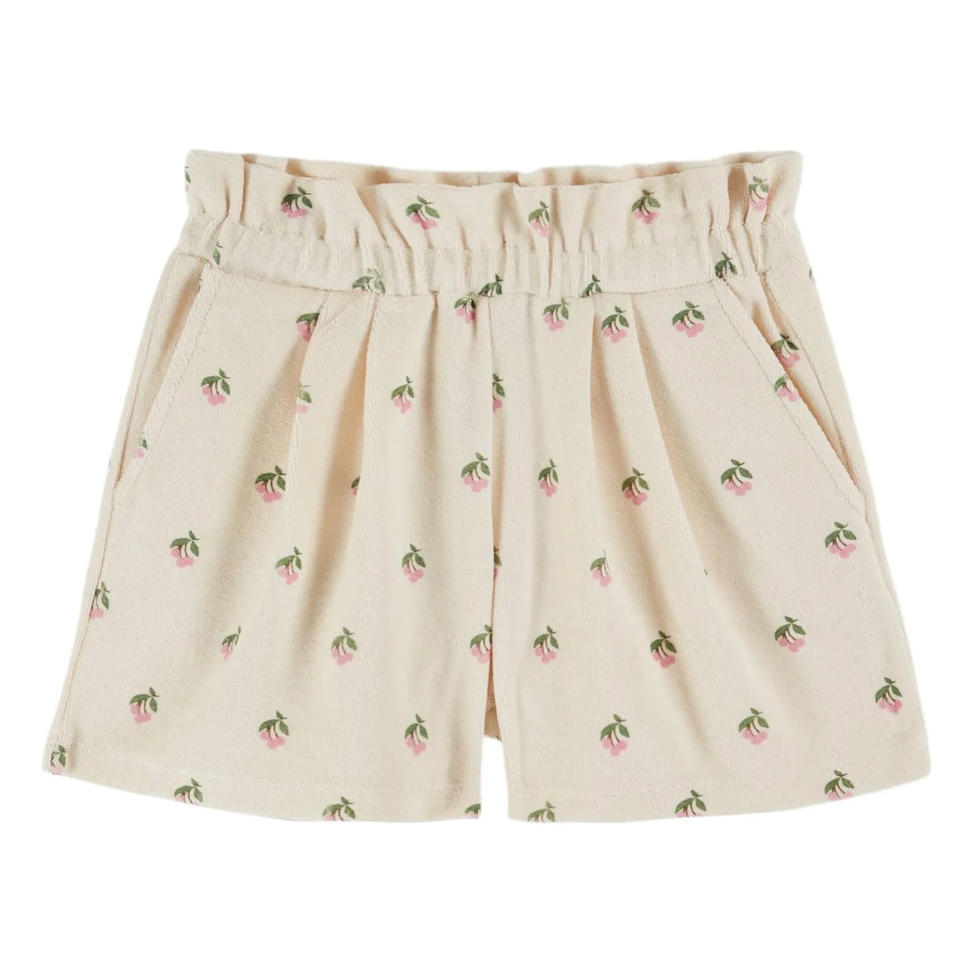 Emile et Ida - Cerises Organic Cotton Towel Shorts | Cream
