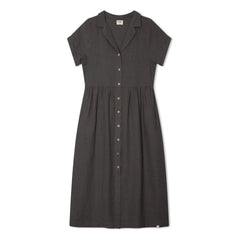 Matona - Linen Long Shirt Dress | Black