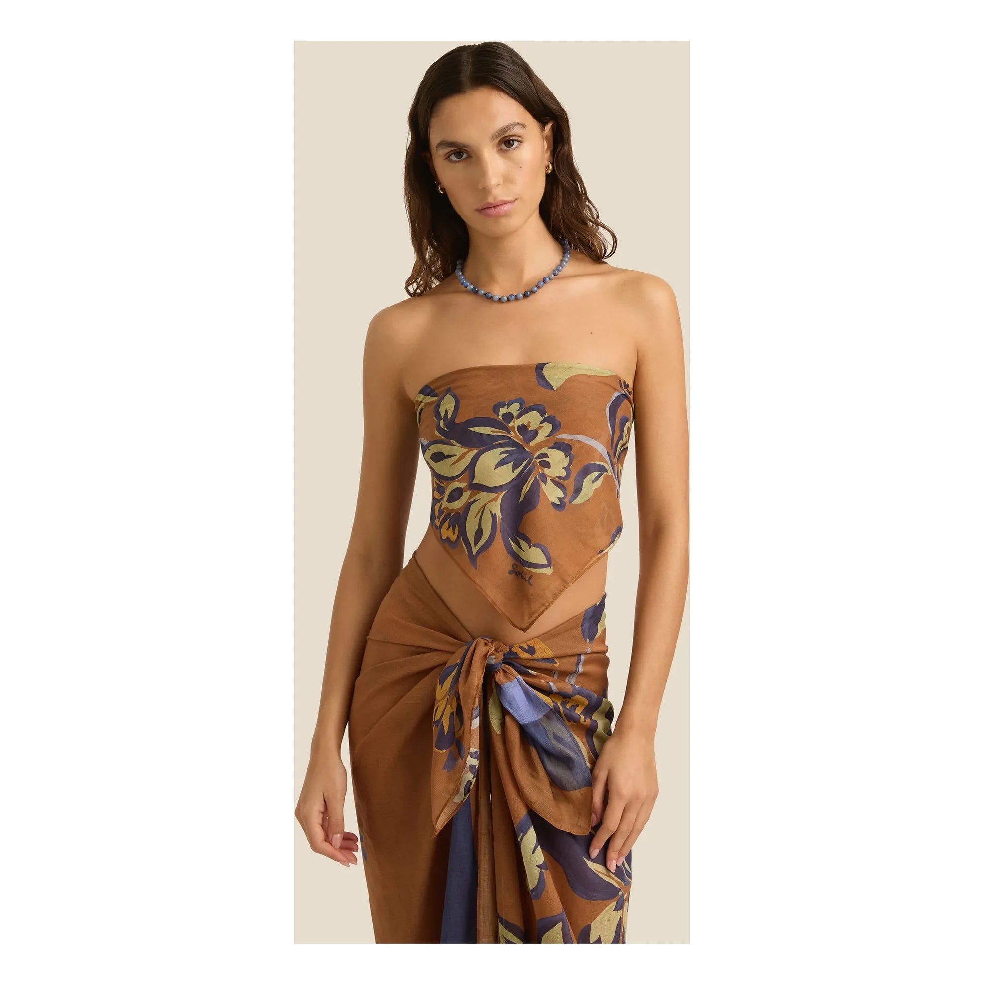 Soleil Soleil - Florienne Organic Cotton Scarf | Brown