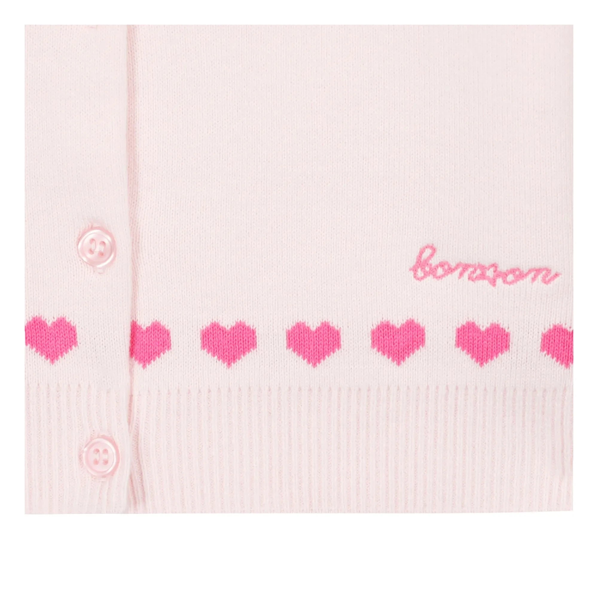 Bonton - Laligne Mini Hearts Hırka | Ecru