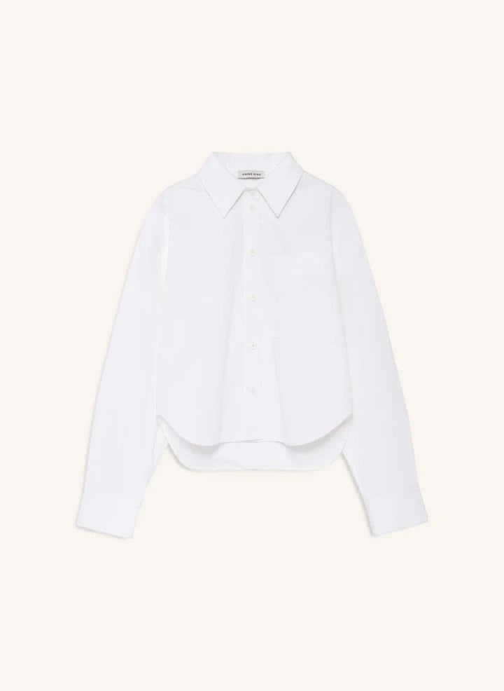 Anine Bing - Scott Cotton Crop Shirt | White