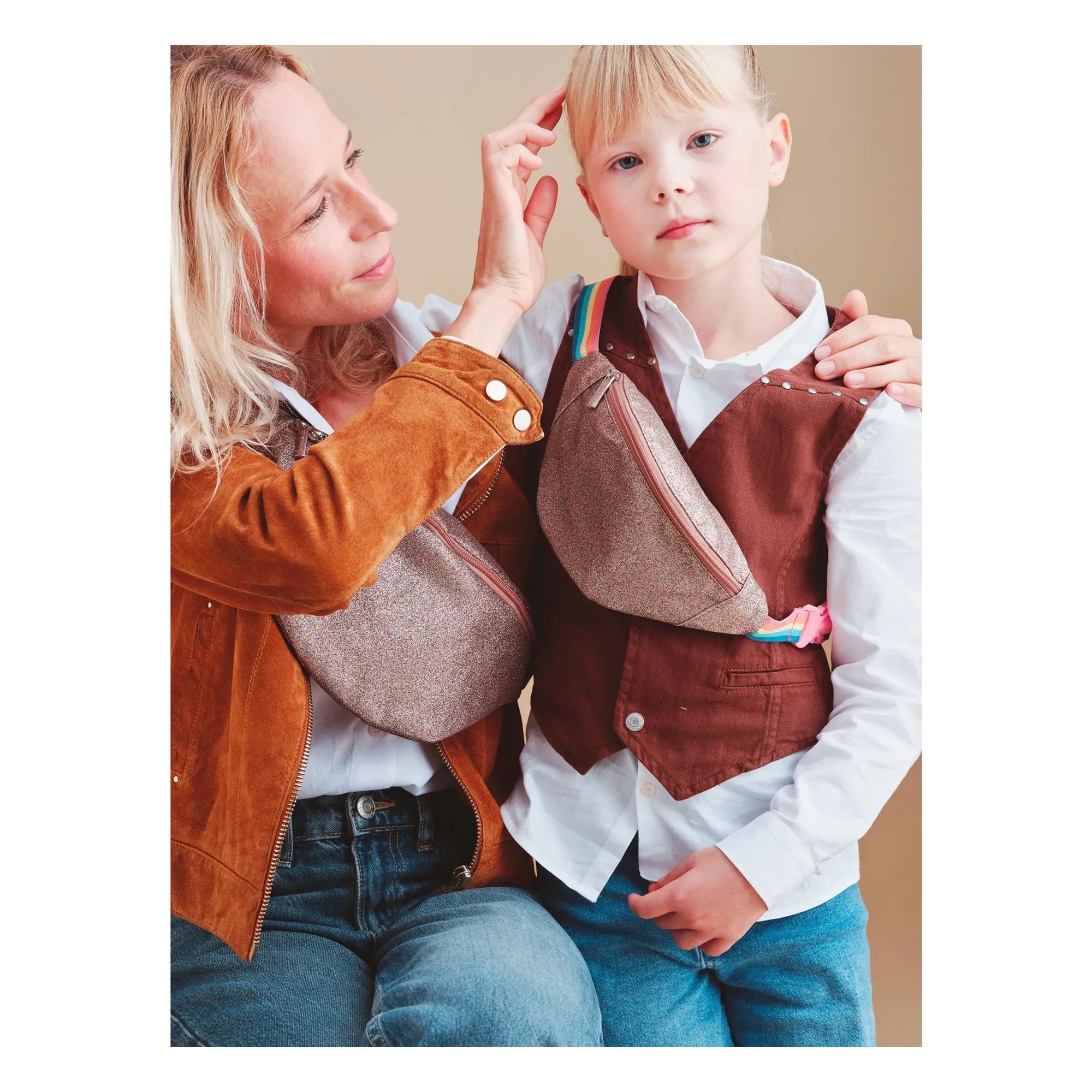 Caramel & Cie - Mom Glitter Banana Bag | Copper Red