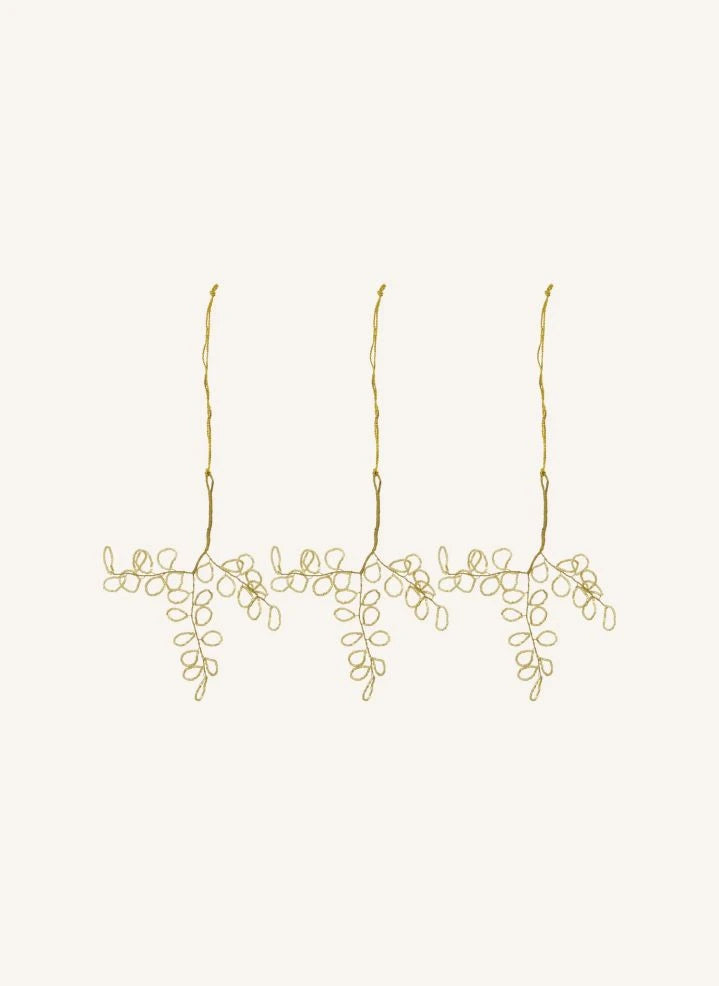 House Doctor - Pearl Leaf Christmas Decoration - Set of 3 | Gold