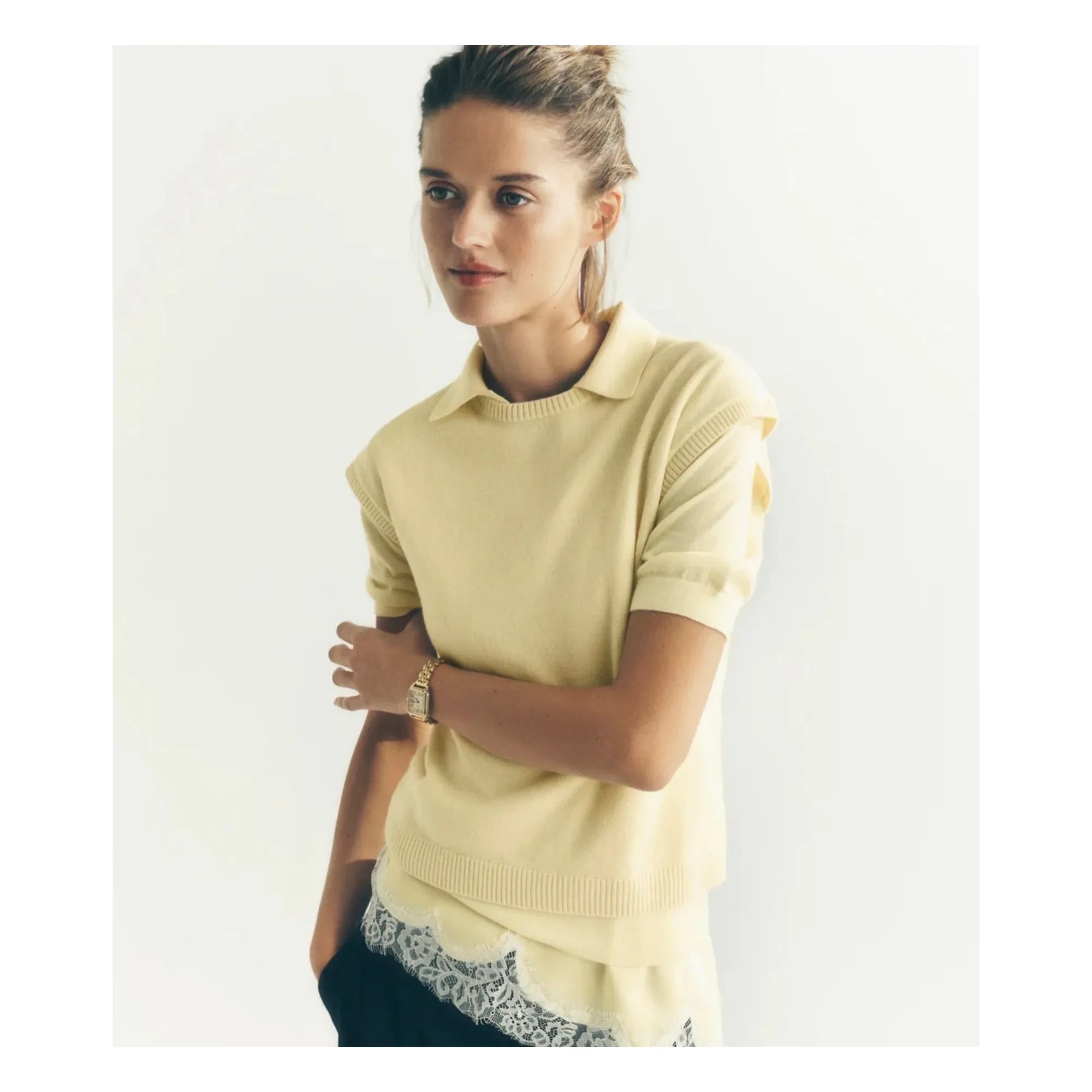 Bompard - Short Sleeve Cashmere Sweater | Lemon Yellow