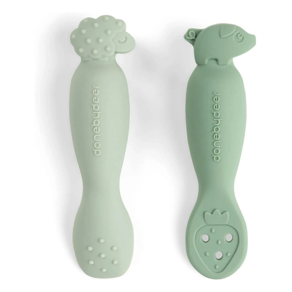 Done by deer - Tiny Farm learning spoons - Set of 2 | Green