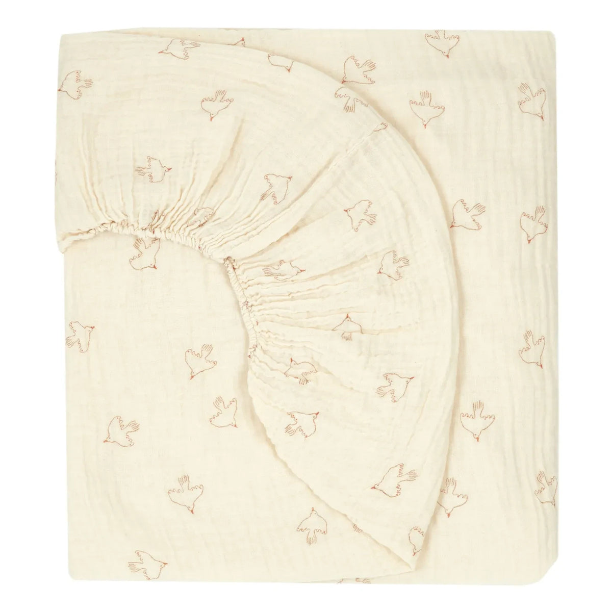 Nobodinoz - Hoshi Birds Elastic Fitted Sheet | Beige